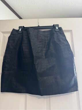 H&M Black Faux Croc Mini Skirt